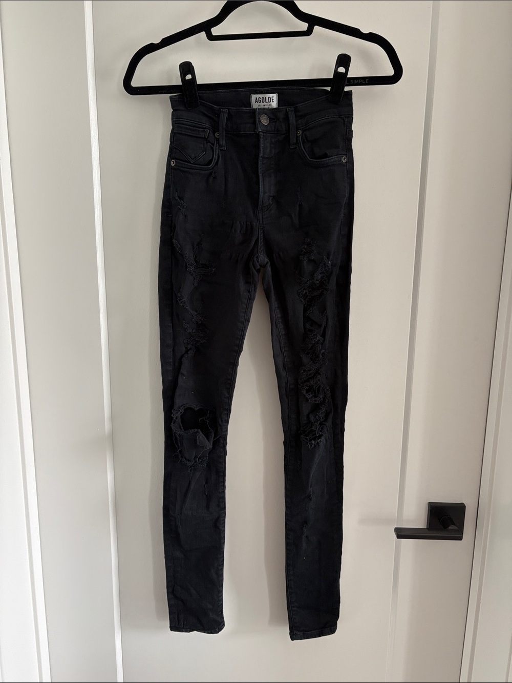 Agolde Black Ripped Skinny Jeans